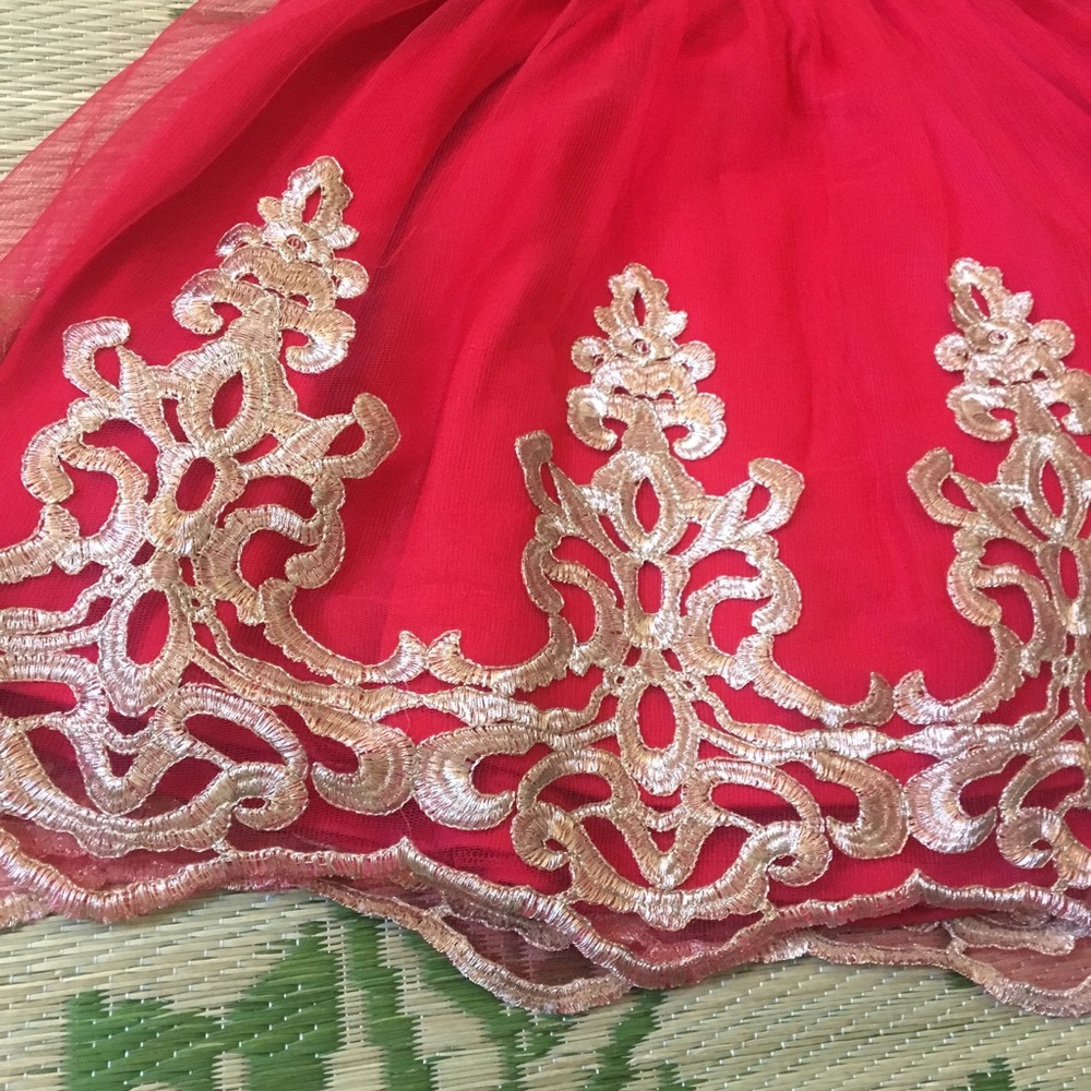 Red and Gold Short Dress - Picture 3 of 4